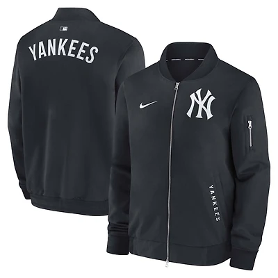 Veste aviateur Nike bleu marine New York Yankees Authentic Collection Dugout décontractée entièrement zippée pour homme