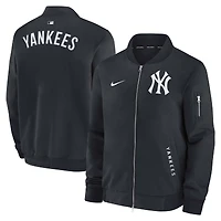 Veste aviateur Nike bleu marine New York Yankees Authentic Collection Dugout décontractée entièrement zippée pour homme