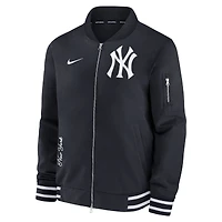 Blouson aviateur entièrement zippé Nike pour homme, bleu marine, New York Yankees Authentic Collection
