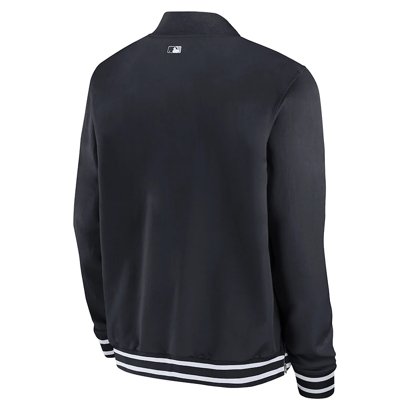 Blouson aviateur entièrement zippé Nike pour homme, bleu marine, New York Yankees Authentic Collection