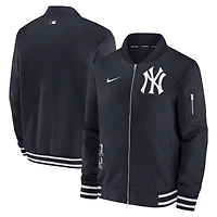 Blouson aviateur entièrement zippé Nike pour homme, bleu marine, New York Yankees Authentic Collection