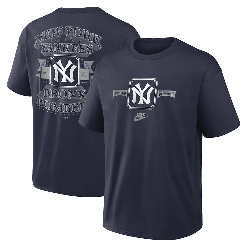 T-shirt Nike Max90 Local bleu marine pour homme, New York Yankees Bronx Bombers