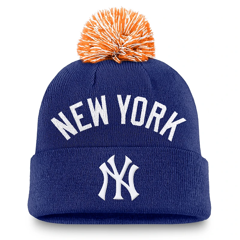 Men's Nike  Royal New York Yankees Peak Cuffed Knit Hat with Pom