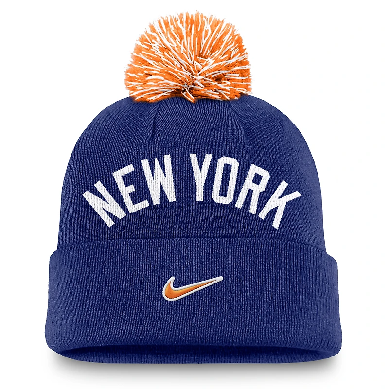 Men's Nike  Royal New York Yankees Peak Cuffed Knit Hat with Pom