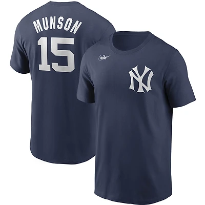 T-shirt avec nom et numéro Nike Thurman Munson pour homme, bleu marine, New York Yankees, collection Cooperstown