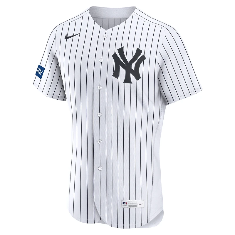Maillot authentique domicile Nike Yankees de New York blanc pour homme, avec écusson du sponsor