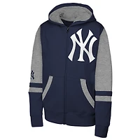 Sweat à capuche zippé bleu marine blocs de couleur Stadium des Yankees New York pour homme