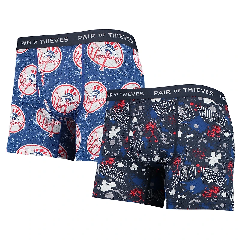 Lot de 2 boxers Super Fit pour hommes Pair of Thieves Bleu marine/bleu des New York Yankees