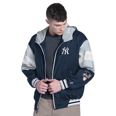 Veste à capuche zippée légère New York Yankees Legacy bleu marine/gris pour homme
