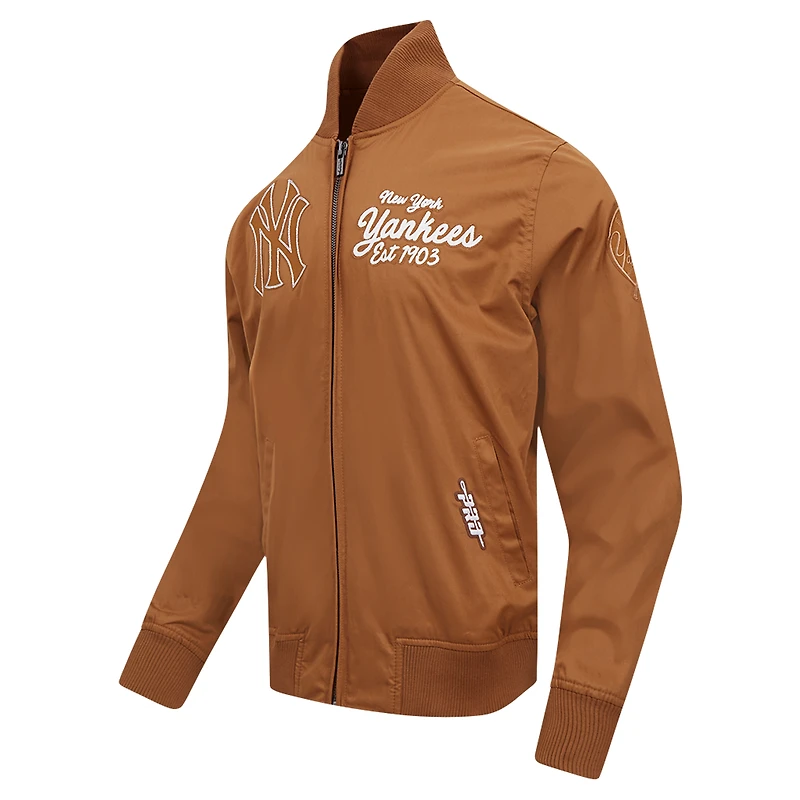Men's Pro Standard Brown New York Yankees Paint The City Twill Full-Zip Jacket