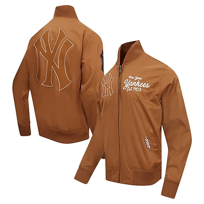 Men's Pro Standard Brown New York Yankees Paint The City Twill Full-Zip Jacket