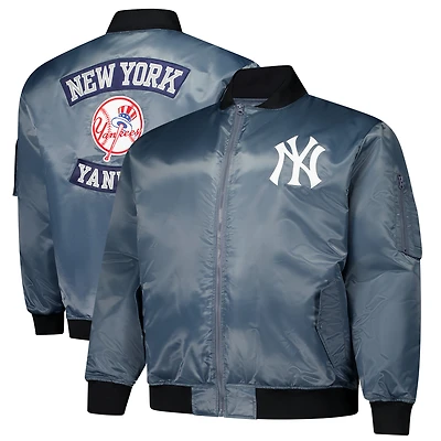 Men's Profile Charcoal New York Yankees Big & Tall Full-Zip Bomber Jacket
