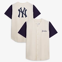 Maillot à boutons pour homme, couleur crème, des Yankees de New York, grandes tailles