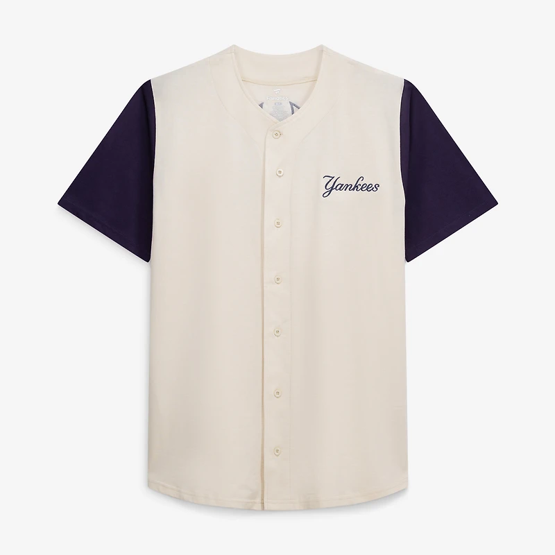 Maillot à boutons pour homme, couleur crème, des Yankees de New York, grandes tailles