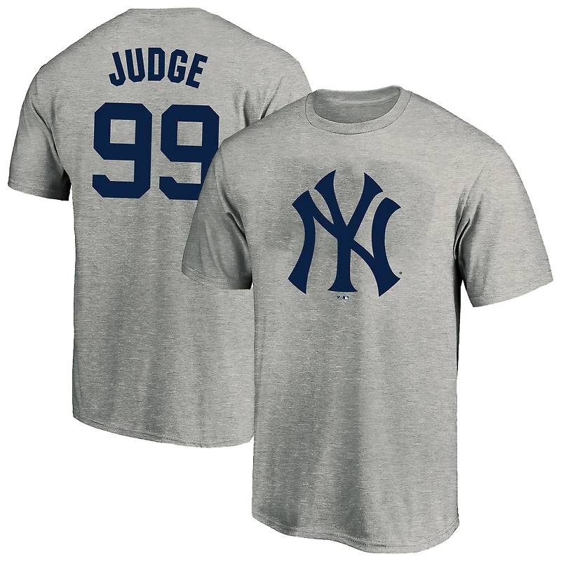 T-shirt gris chiné pour homme avec nom et numéro Big & Tall des Yankees de New York