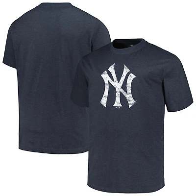 T-shirt avec logo vieilli pour hommes, bleu marine chiné, New York Yankees, Big & Tall
