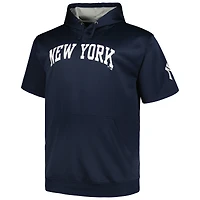 Sweat à capuche manches courtes contrastées Profile New York Yankees Big & Tall pour homme, bleu marine