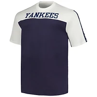 T-shirt en tricot New York Yankees Profile Big & Tall Yoke pour homme, blanc/bleu marine