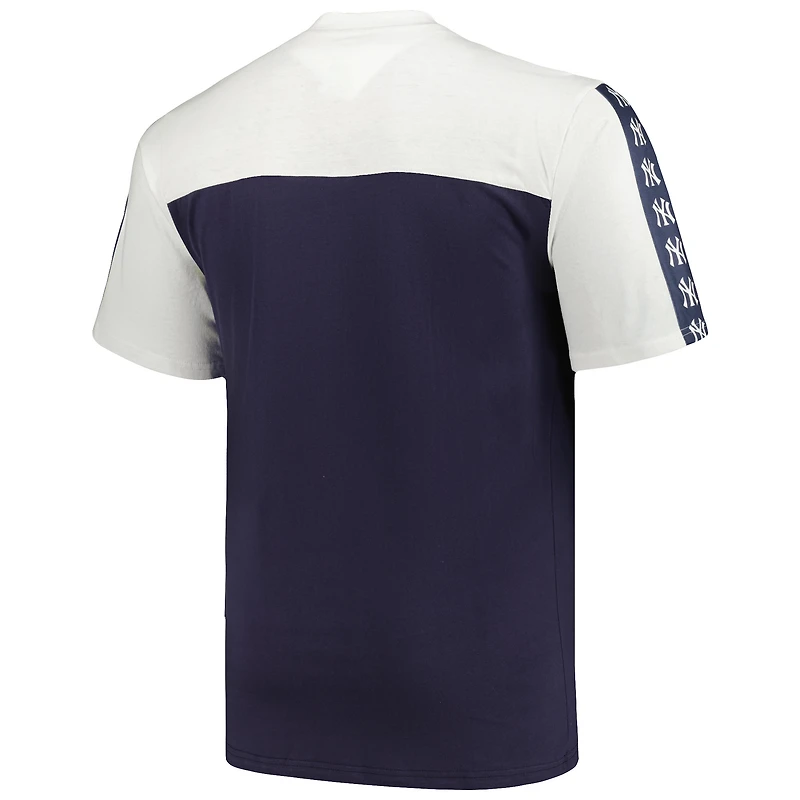 T-shirt en tricot New York Yankees Profile Big & Tall Yoke pour homme, blanc/bleu marine