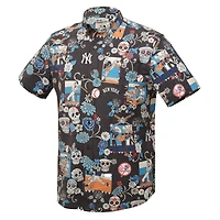 Chemise boutonnée tri-mélange noire Reyn Spooner pour hommes des Yankees De New York Día Los Muertos