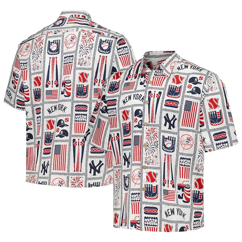 Chemise boutonnée Americana New York Yankees pour homme Reyn Spooner blanche