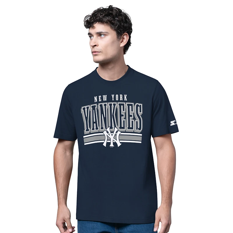 Ensemble de deux t-shirts à manches longues et courtes Starter pour homme, gris chiné/bleu marine
