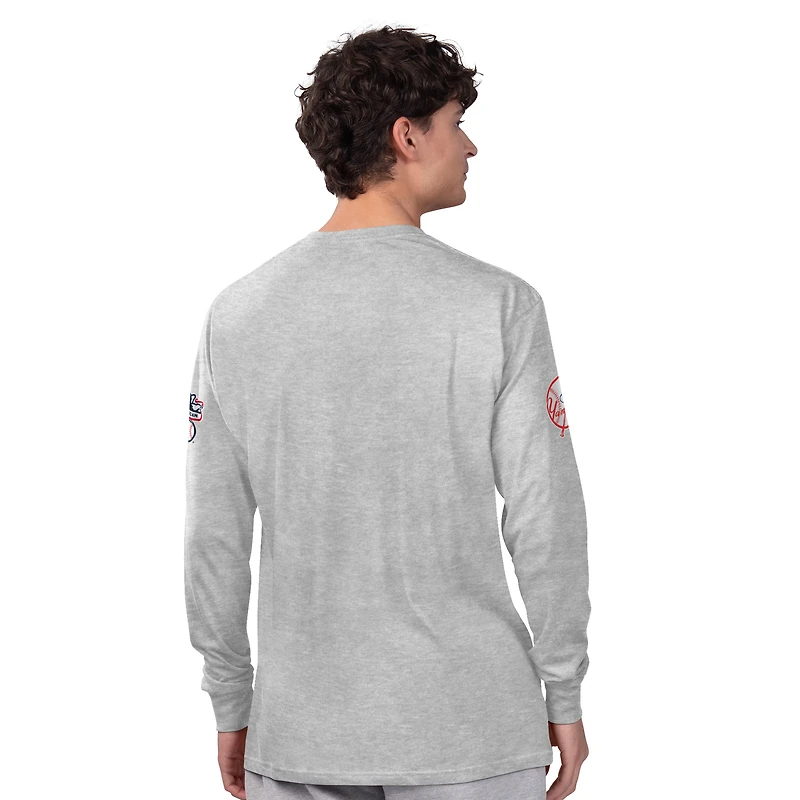 Ensemble de deux t-shirts à manches longues et courtes Starter pour homme, gris chiné/bleu marine