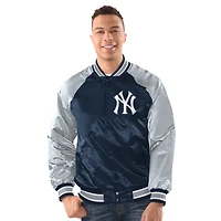 Veste universitaire raglan Starter pour homme, bleu marine/gris, New York Yankees.