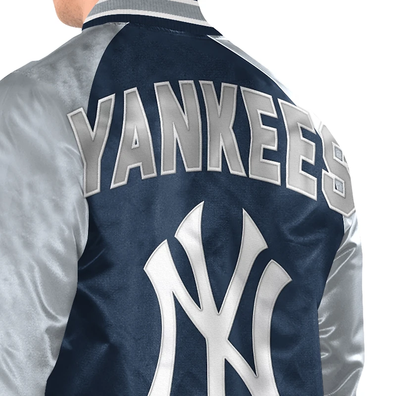 Men's Starter Navy/Gray New York Yankees Raglan Blitz Varsity Jacket