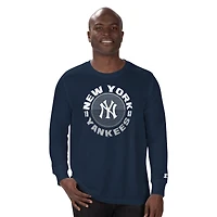 T-shirt à manches longues bleu marine pour homme, motif mi-temps des Yankees de New York
