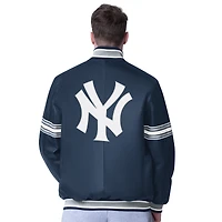 Veste en cuir bleu marine Starter pour homme des Yankees de New York