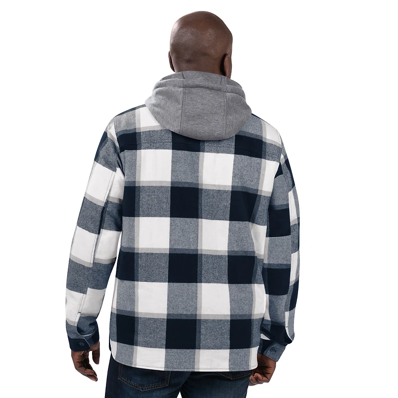 Men's Starter Navy New York Yankees Plaid Full-Zip Hoodie Jacket