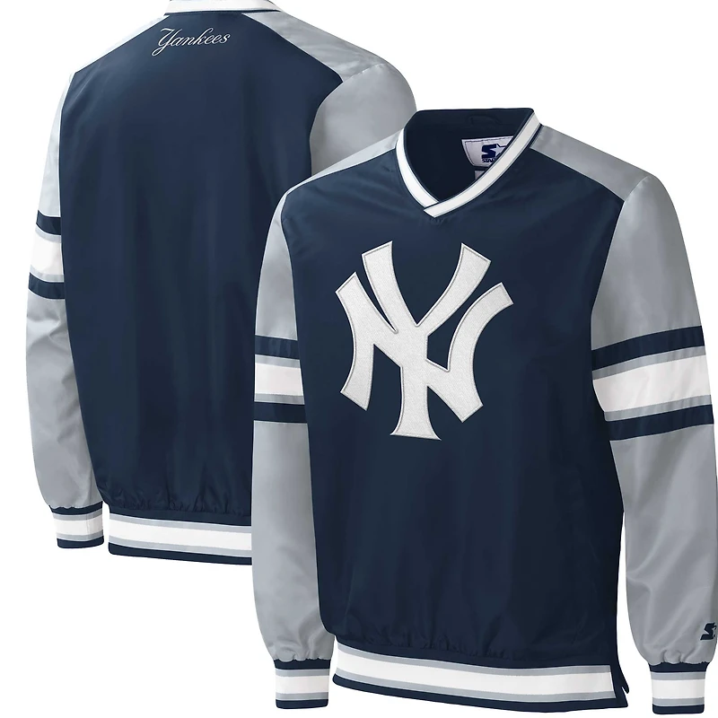 Coupe-vent à encolure en V Yardline des New York Yankees Starter bleu marine pour homme