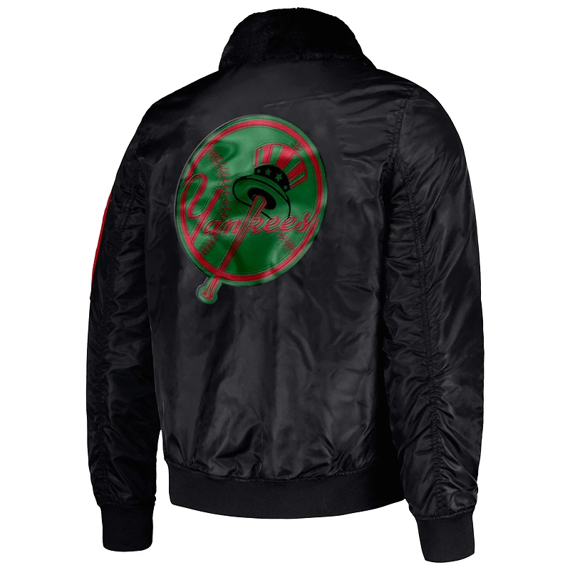 Veste Starter x Ty Mopkins pour homme Noir Mois de l'histoire des New York Yankees Satin Full-Zip Jacket