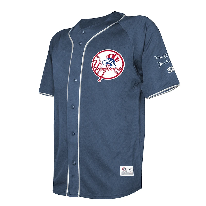 Maillot de mode Stitches Navy New York Yankees pour homme, couleur l'équipe, entièrement boutonné