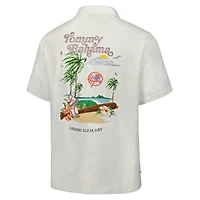Men's Tommy Bahama Cream New York Yankees Cooperstown Collection Grand Slam Bay Camp Button-Up Silk Shirt