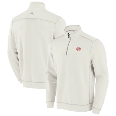 Sweat-shirt à demi-zip Tommy Bahama Cream New York Yankees Sport Tobago Bay Tri-Blend pour homme