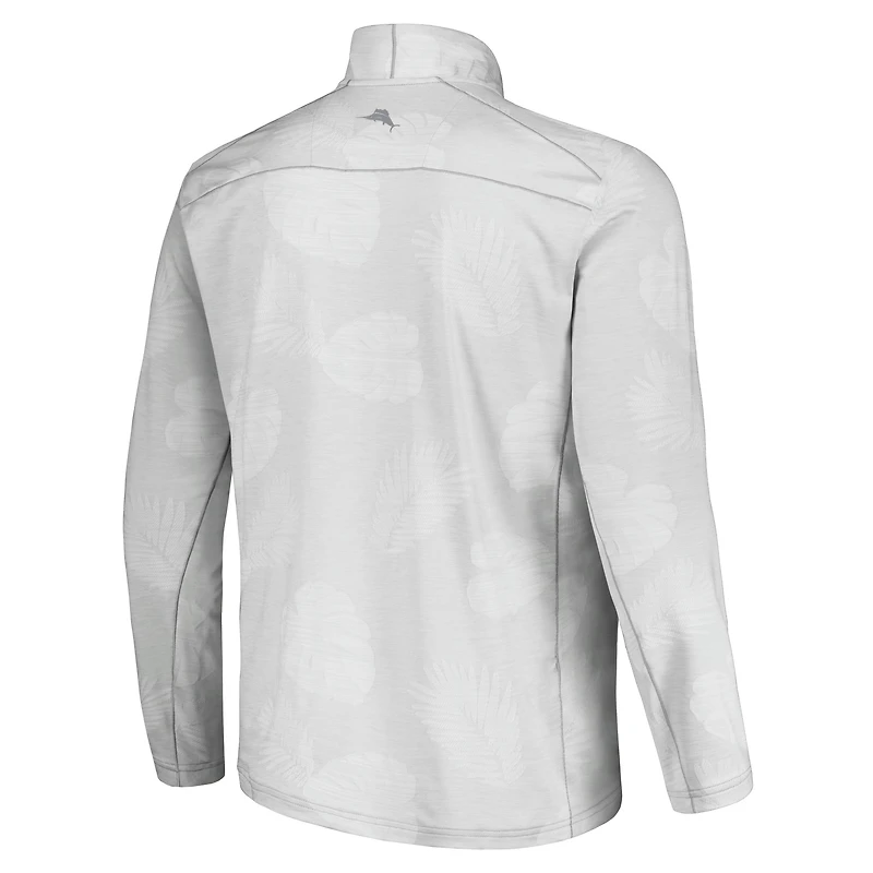 Men's Tommy Bahama Gray New York Yankees Delray Frond IslandZone Half-Zip Jacket