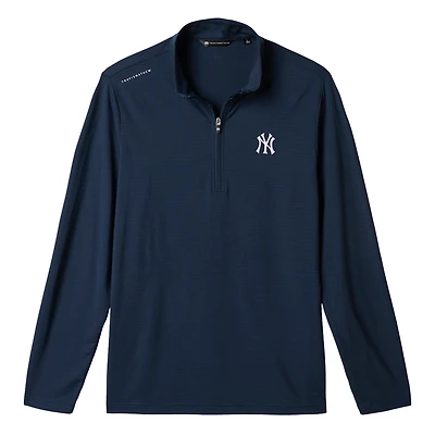 Men's TravisMathew  Heather Navy New York Yankees Bullpen Quarter-Zip Pullover