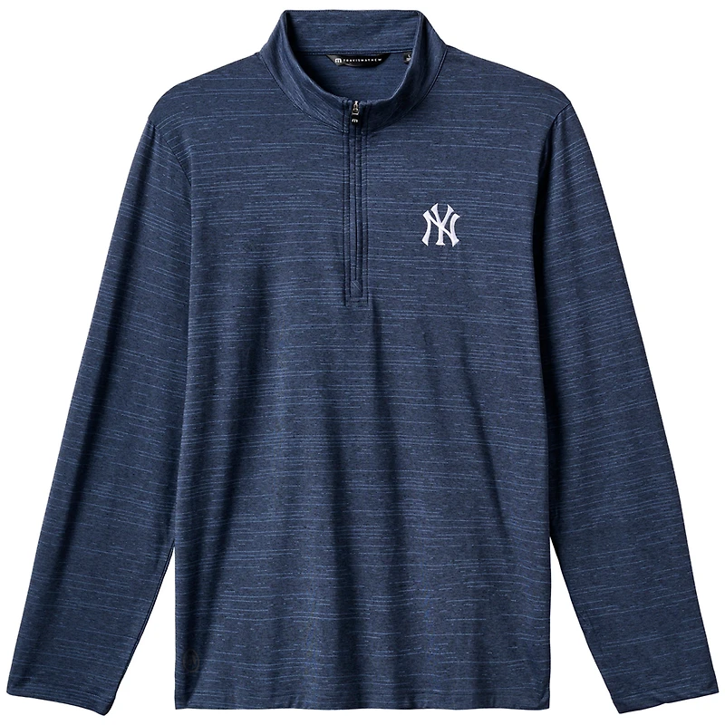 Haut pull à quart de zip TravisMathew Navy New York Yankees The Heater pour hommes