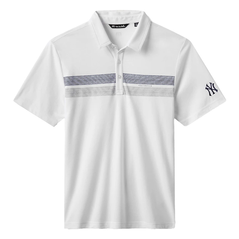 Polo tri-blend blanc Top Recruit des Yankees de New York pour homme TravisMathew