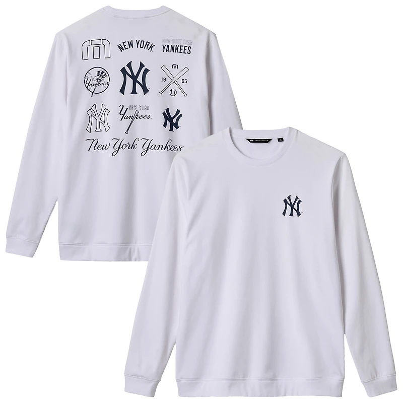 T-shirt à manches longues TravisMathew blanc New York Yankees Walk Off Wonder pour homme, en mélange de trois matières