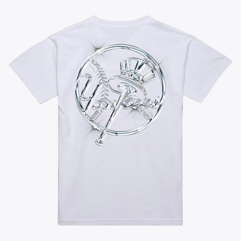 T-shirt blanc pour homme avec logo Liquid Chrome des Yankees de New York
