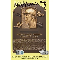 Carte postale autographiée par Mike Mussina des Yankees de New York avec plaque du Temple de la renommée du baseball et inscription « HOF 19 »