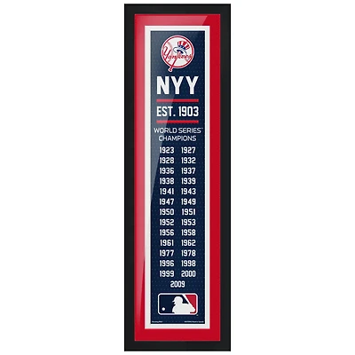Champions de la série mondiale des Yankees de New York 27 fois - Oeuvre encadrée Empire de 6'' x 22''