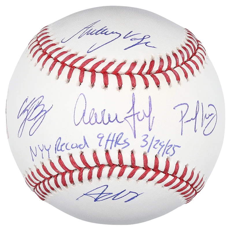 New York Yankees Autographed Baseball with 5 Signatures & "NYY Record 9 HRs 3/29/25" Inscription - Limited Edition of 25