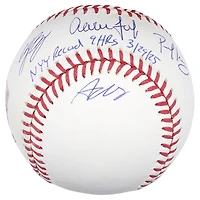 Balle de baseball autographiée des Yankees de New York avec 5 signatures et inscription « Record des Yankees : 9 coups de circuit le 29/03/2025 » - Édition limitée à 25 exemplaires