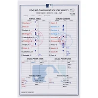 Carte de composition des Yankees de New York lors du match contre les Guardians de Cleveland