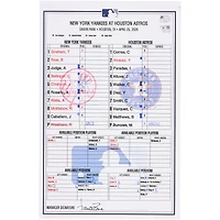 Feuille de composition d'équipe utilisée par les Yankees de New York lors du match contre les Astros de Houston le 25 avril 2026