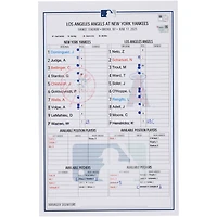Carte de composition des Yankees de New York lors du match contre les Angels de Los Angeles